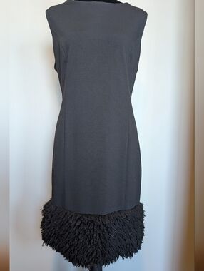 Calvin Klein Black Sleeveless Dress with Fringe Hem